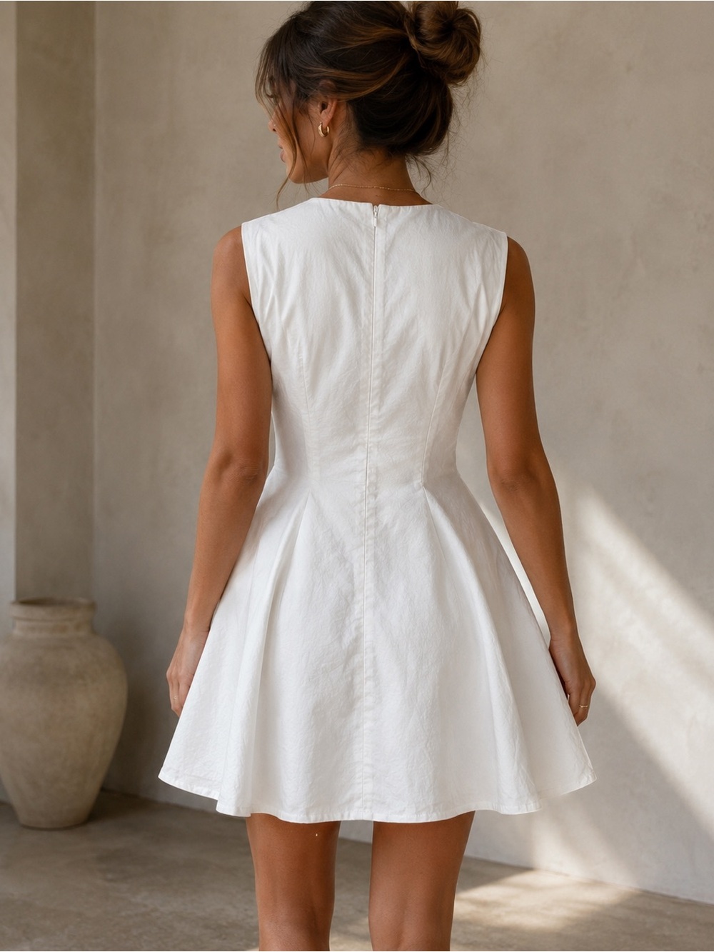 Theory Cream Sleeveless Fit-and-Flare Dress - Picture 3 of 7